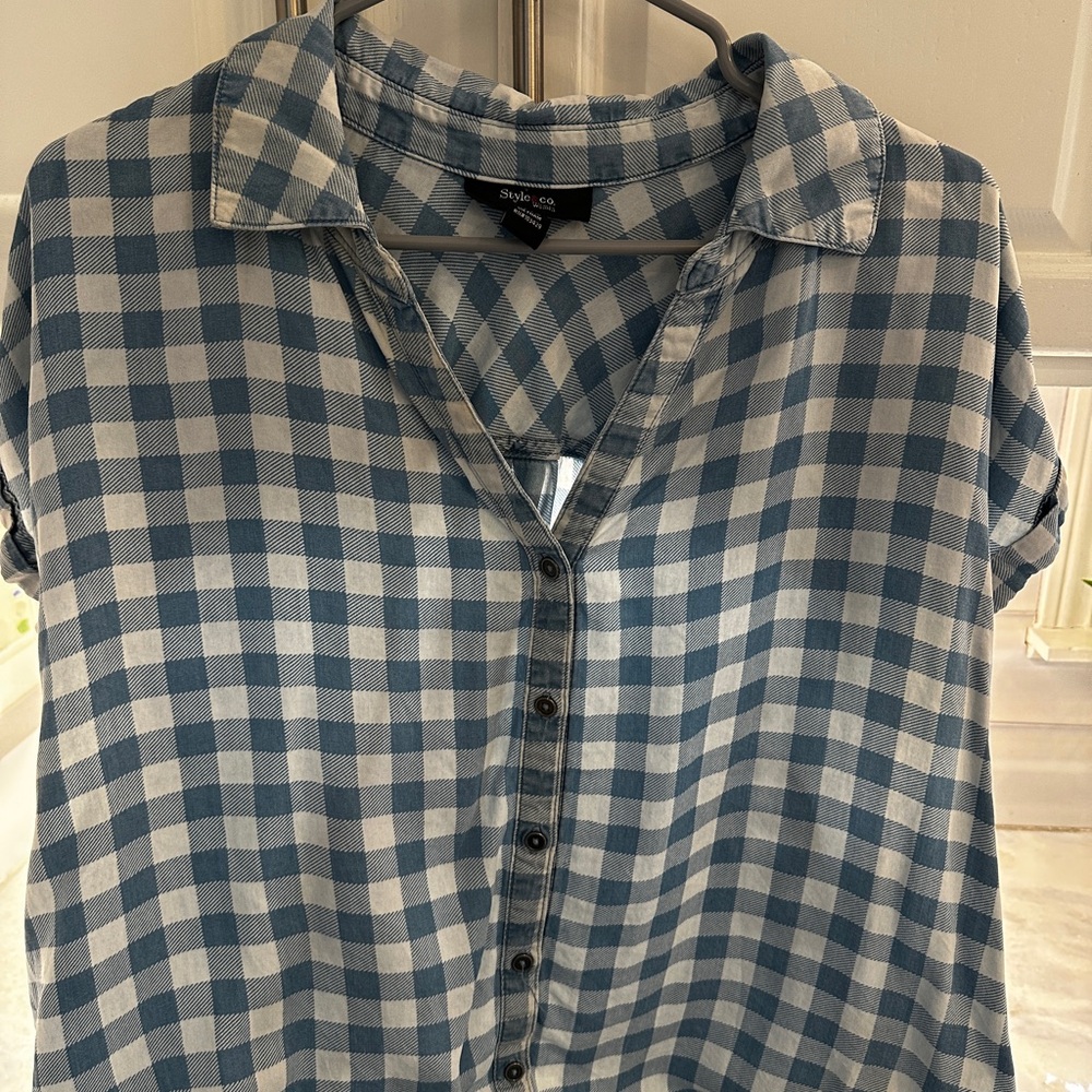 Style & Co. Blue and White Checkered Shirt